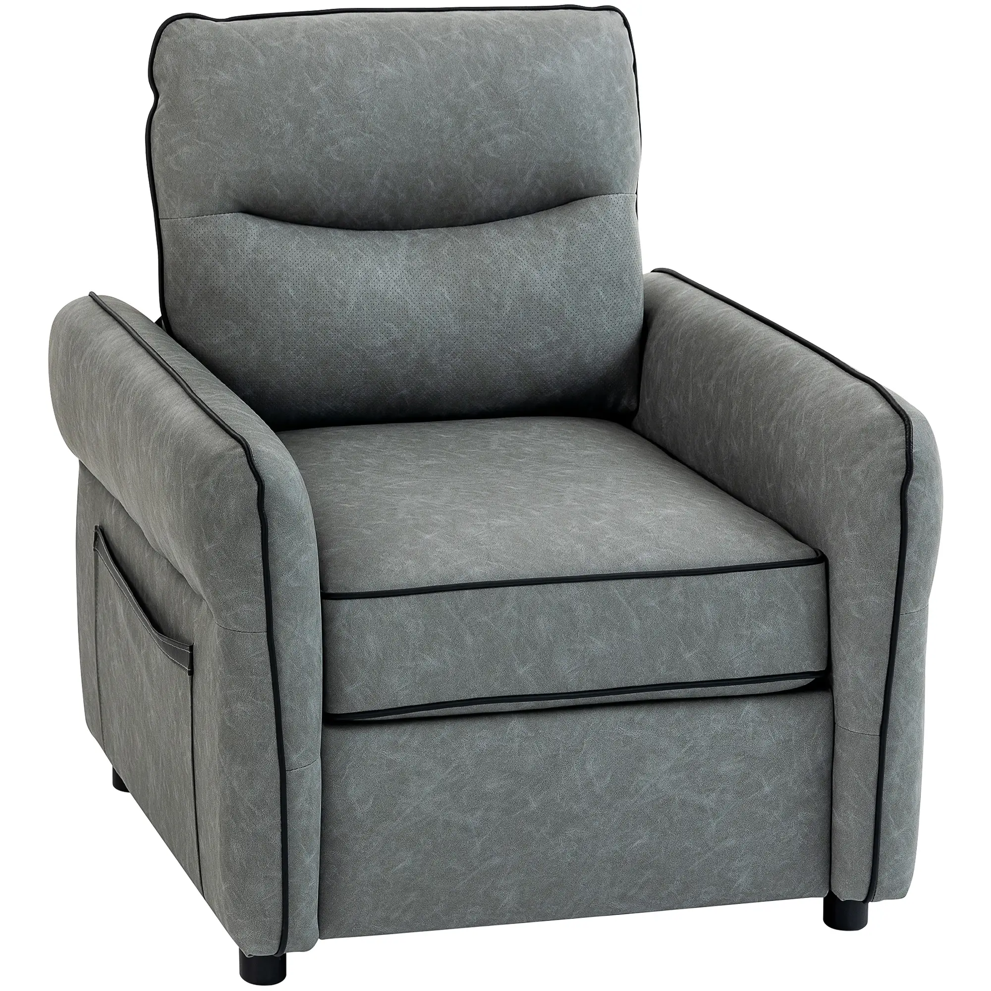 Faux Leather Armchair 80 x 85 x 90cm, Grey, Black - Grey, Black - 11