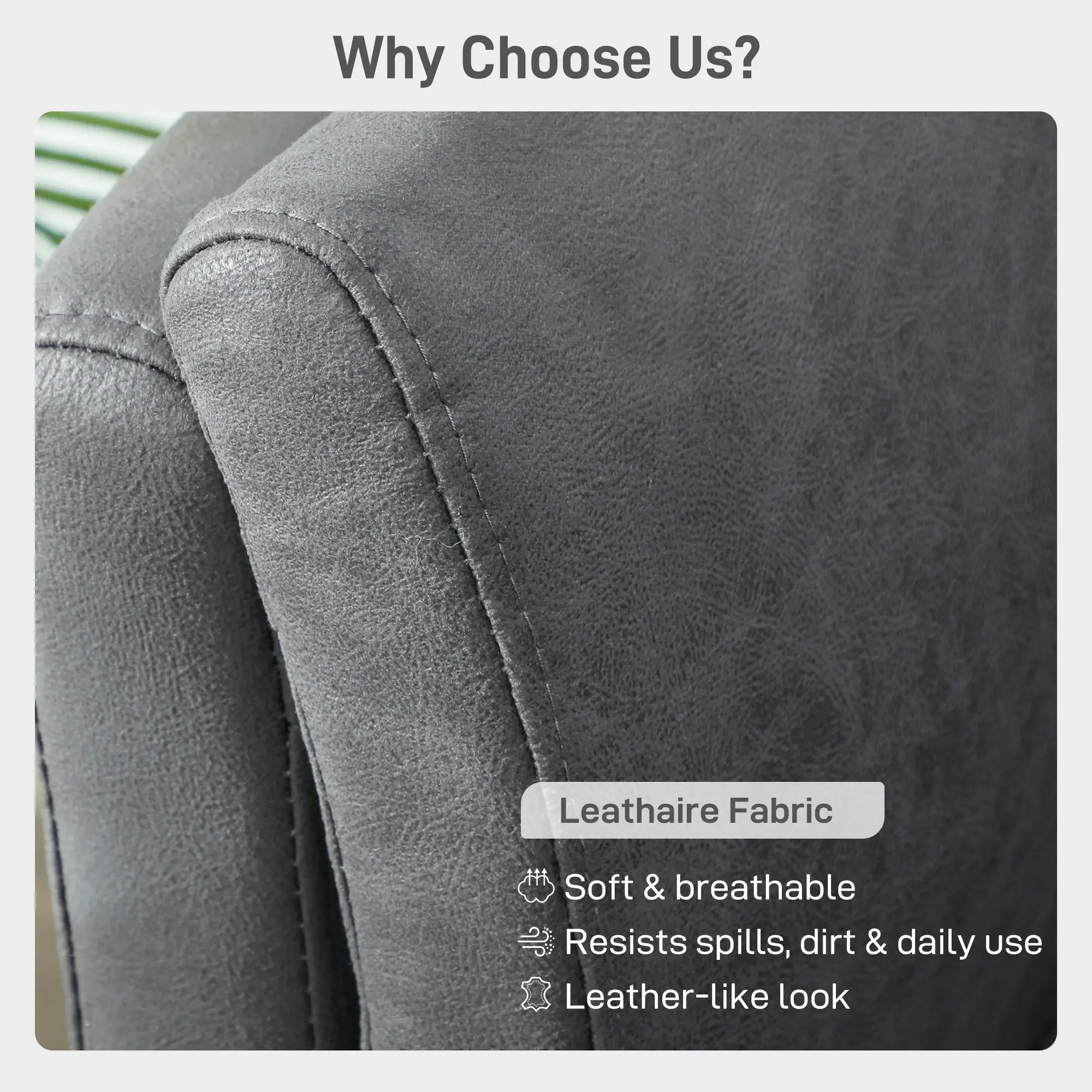 Leather Sofa 137 x 72 x 88cm, Grey - Grey - 6