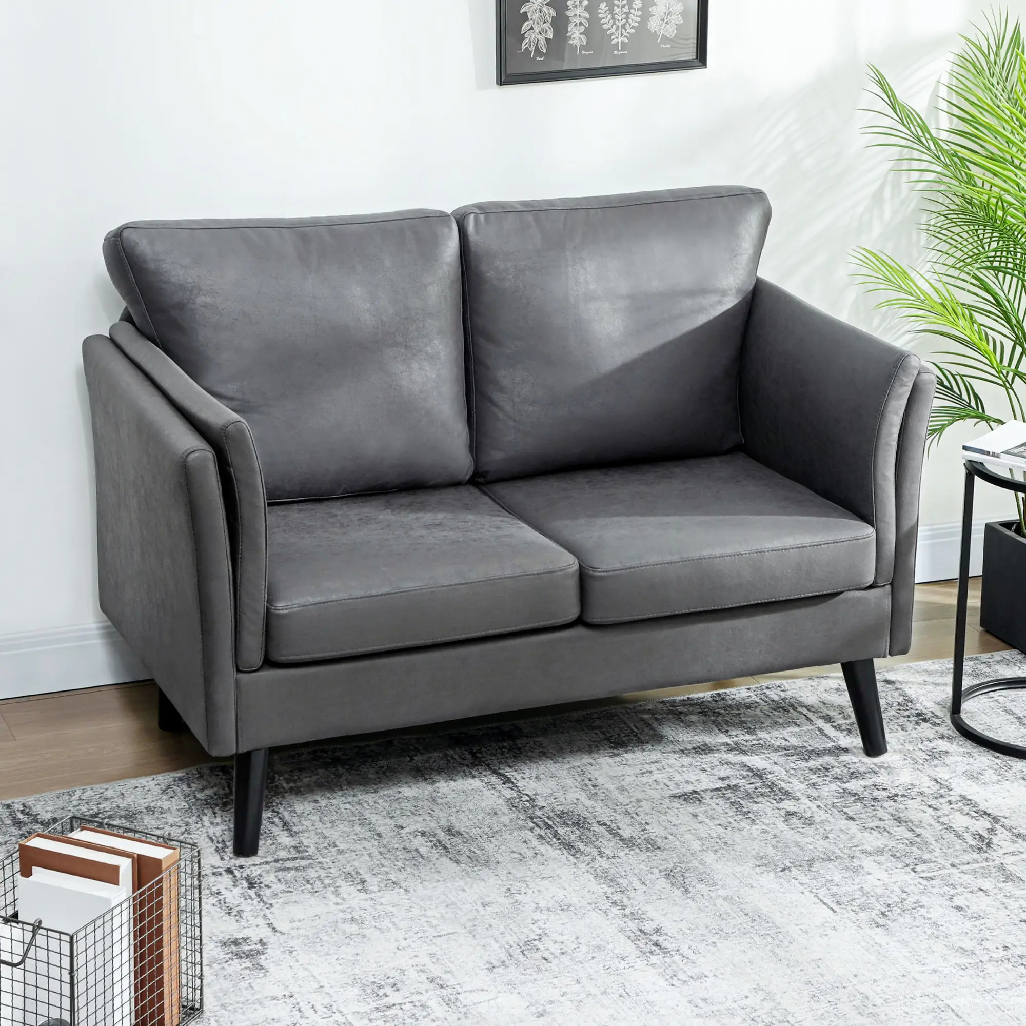 Leather Sofa 137 x 72 x 88cm, Grey - Grey - 10