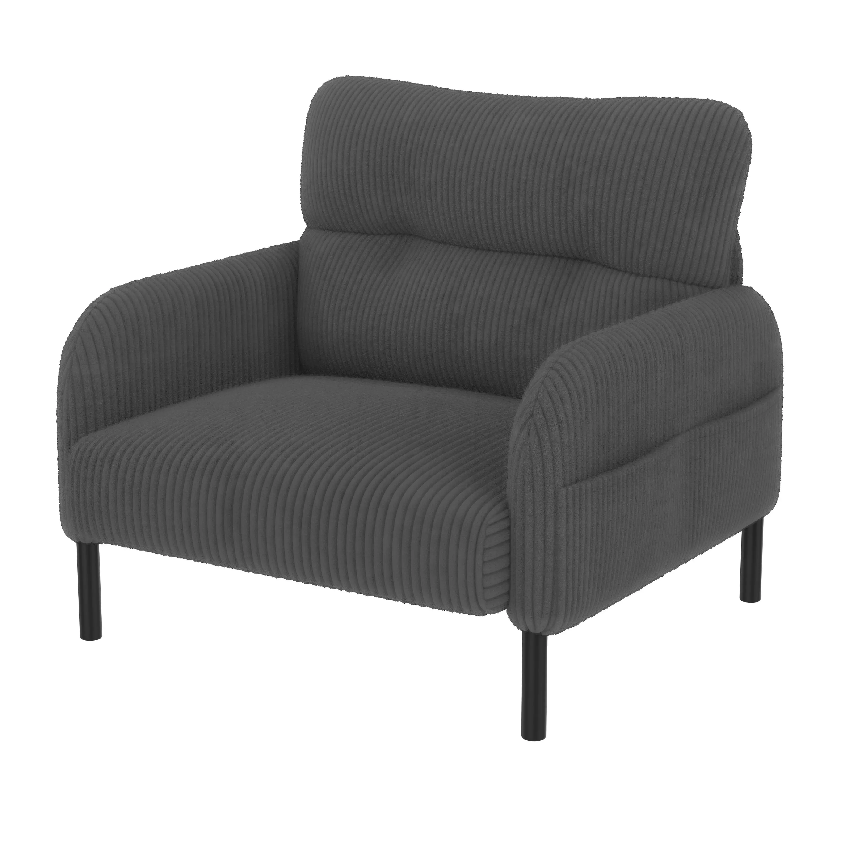 Corduroy Armchair 67 x 75 x 79cm, Grey - Grey - 9