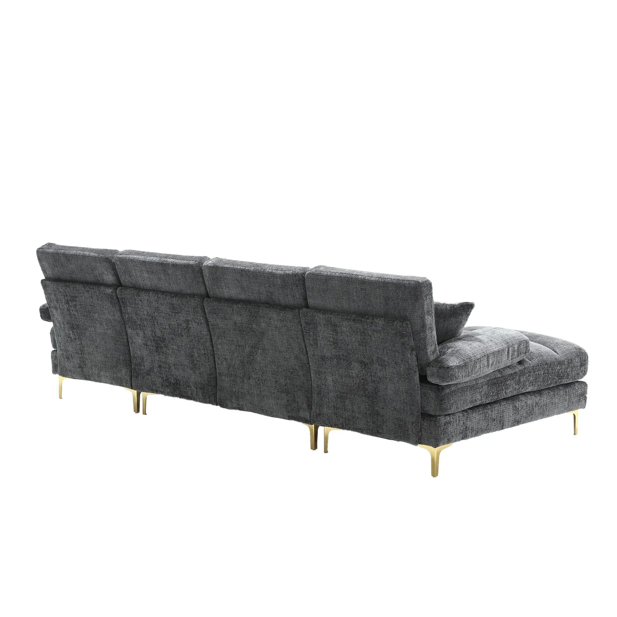 U-Shaped Chenille Sofa 272 x 136 x 88cm - Grey - 13