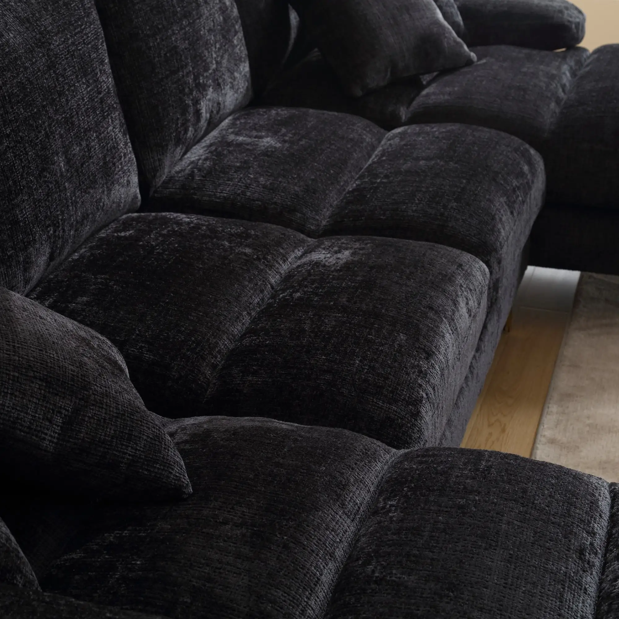 U-Shaped Chenille Sofa 272 x 136 x 88cm - Black - 10
