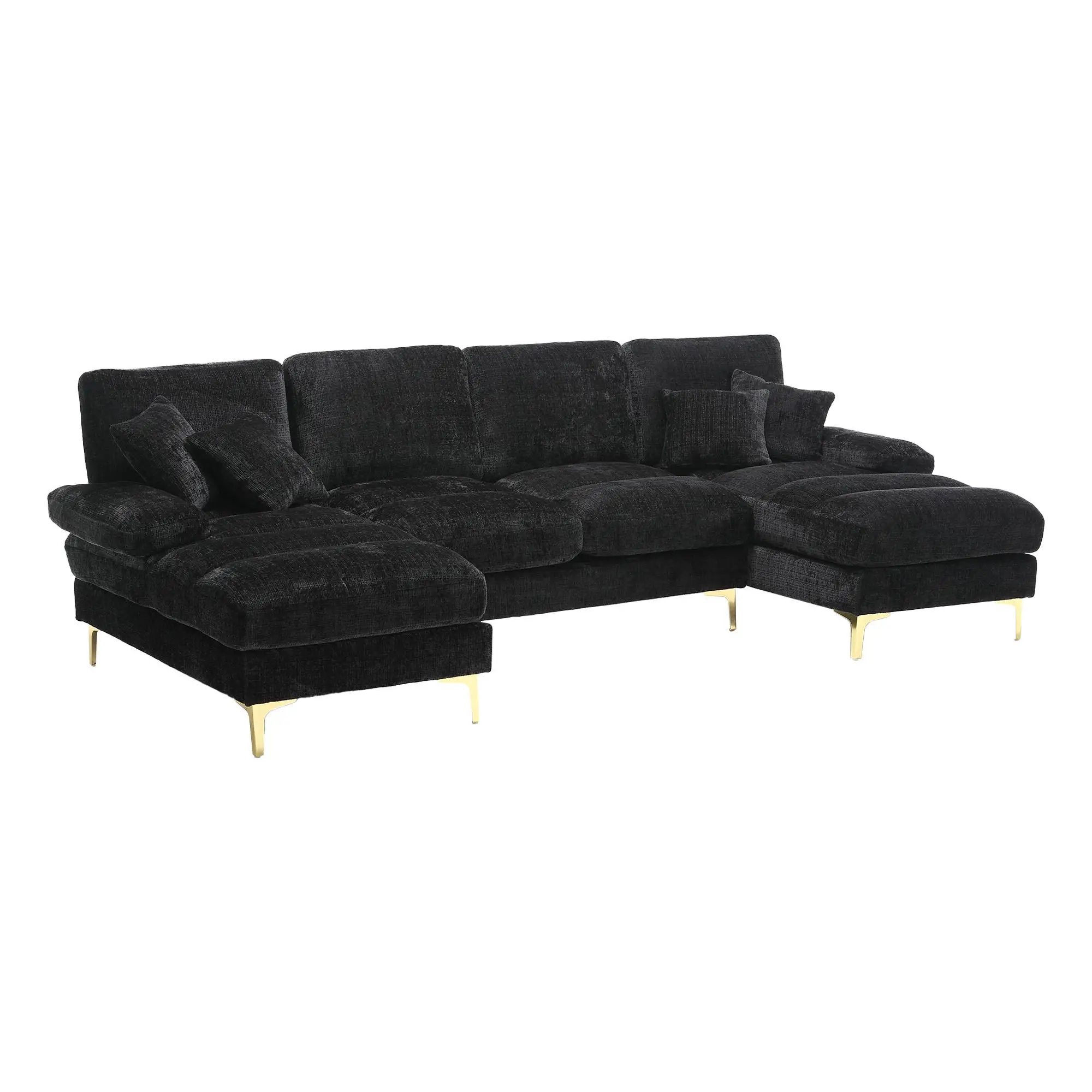 U-Shaped Chenille Sofa 272 x 136 x 88cm - Black - 12
