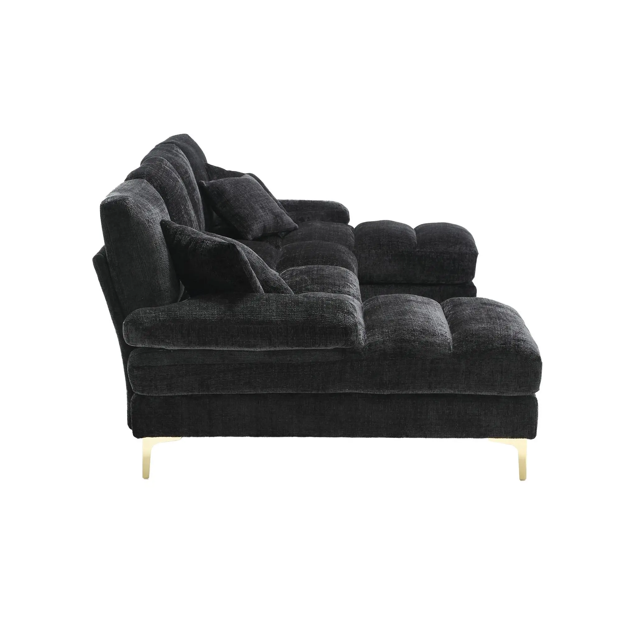 U-Shaped Chenille Sofa 272 x 136 x 88cm - Black - 13