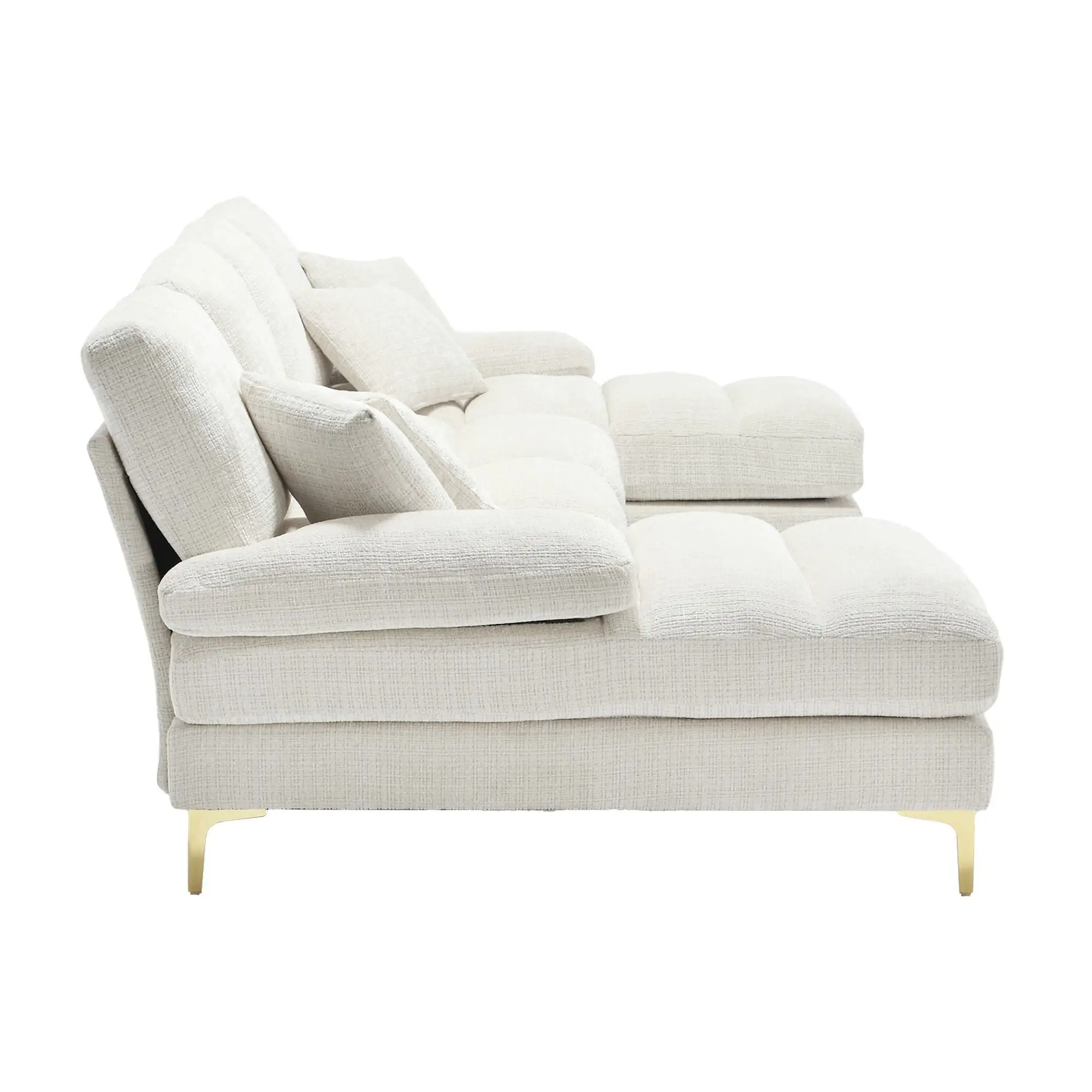 U-Shaped Chenille Sofa 272 x 136 x 88cm - Beige - 13