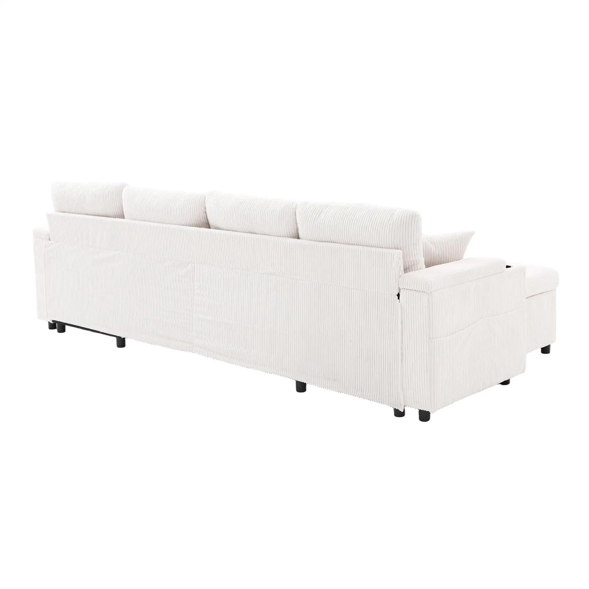 4 Seater Corduroy Sofa 272 x 136 x 86cm - Beige - 13