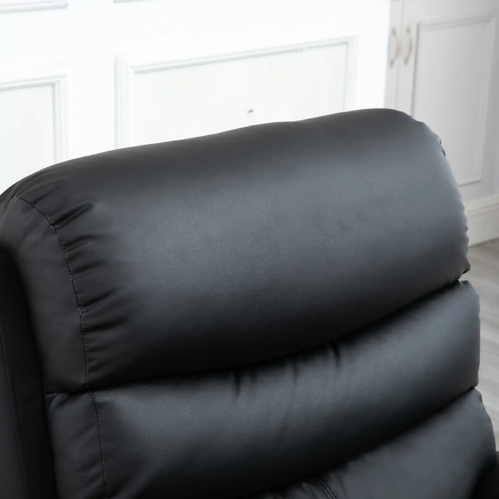 Manual Faux Leather Recliner Armchair 80 x 90 x 105cm, Black - Black - 9