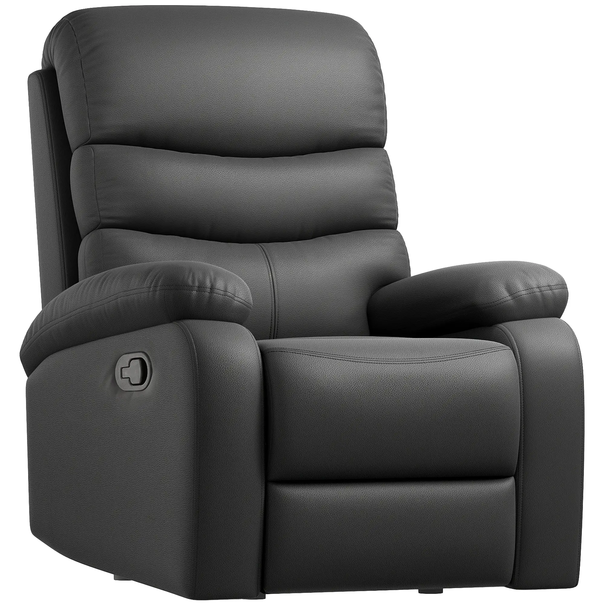 Manual Faux Leather Recliner Armchair 80 x 90 x 105cm, Black - Black - 14