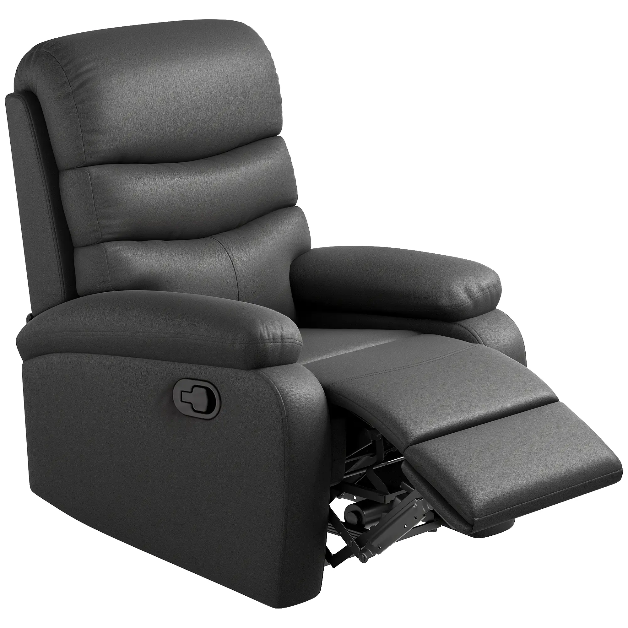 Manual Faux Leather Recliner Armchair 80 x 90 x 105cm, Black - Black - 15