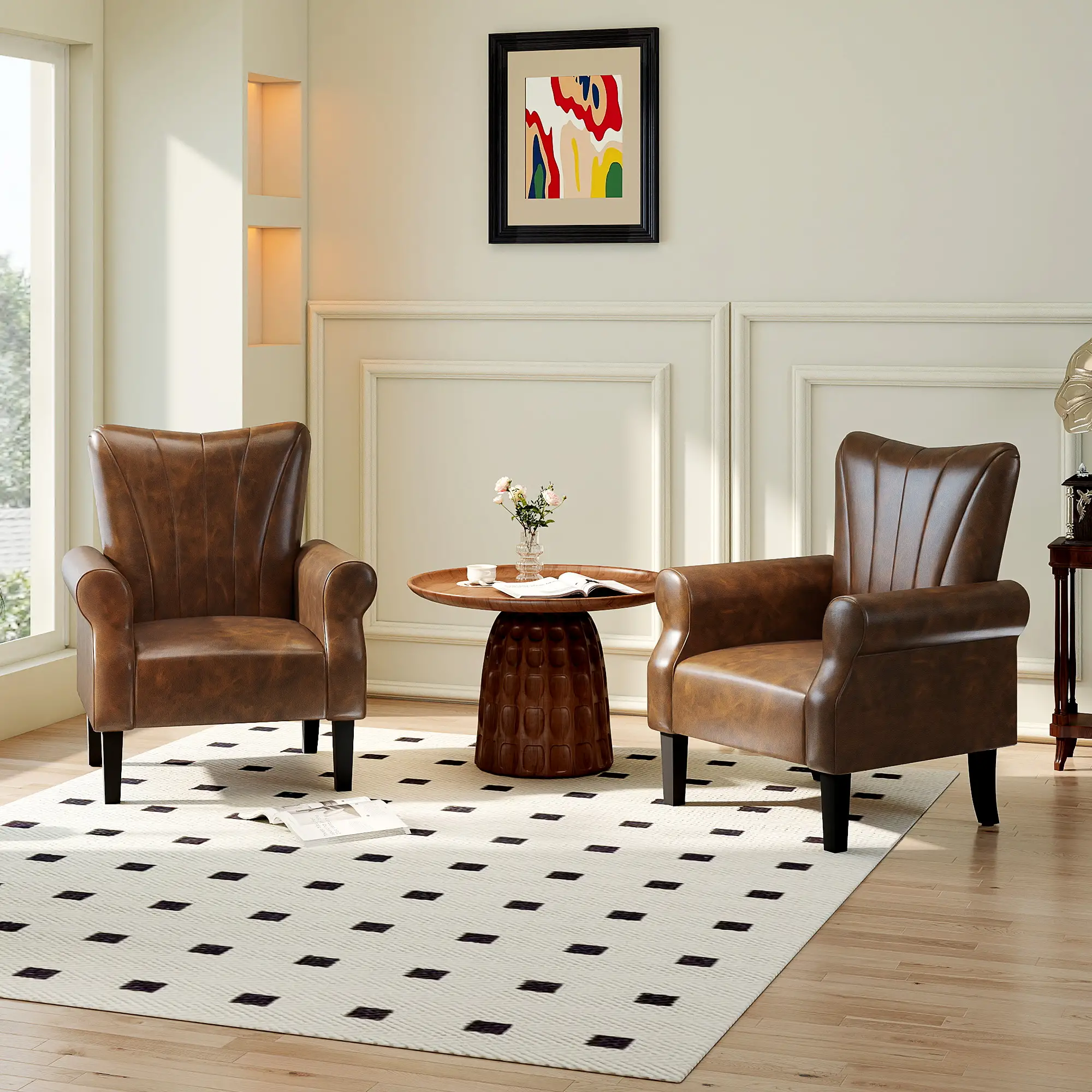 Faux Leather Armchair 80 x 73 x 94cm, Brown - Brown - 8