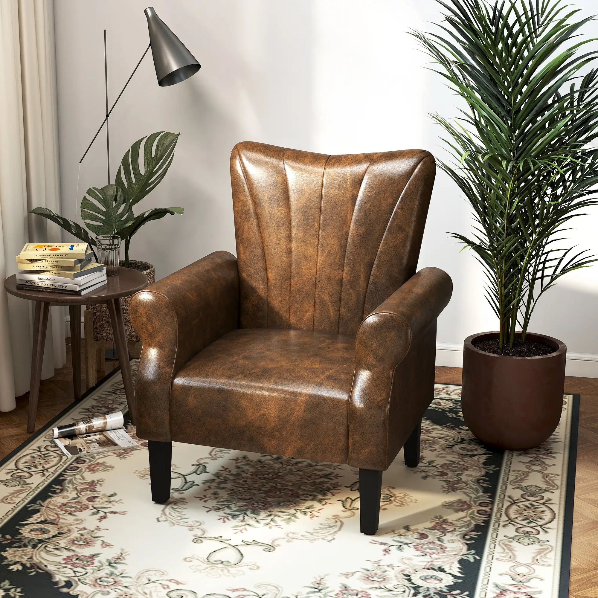 Faux Leather Armchair 80 x 73 x 94cm, Brown - Brown - 10
