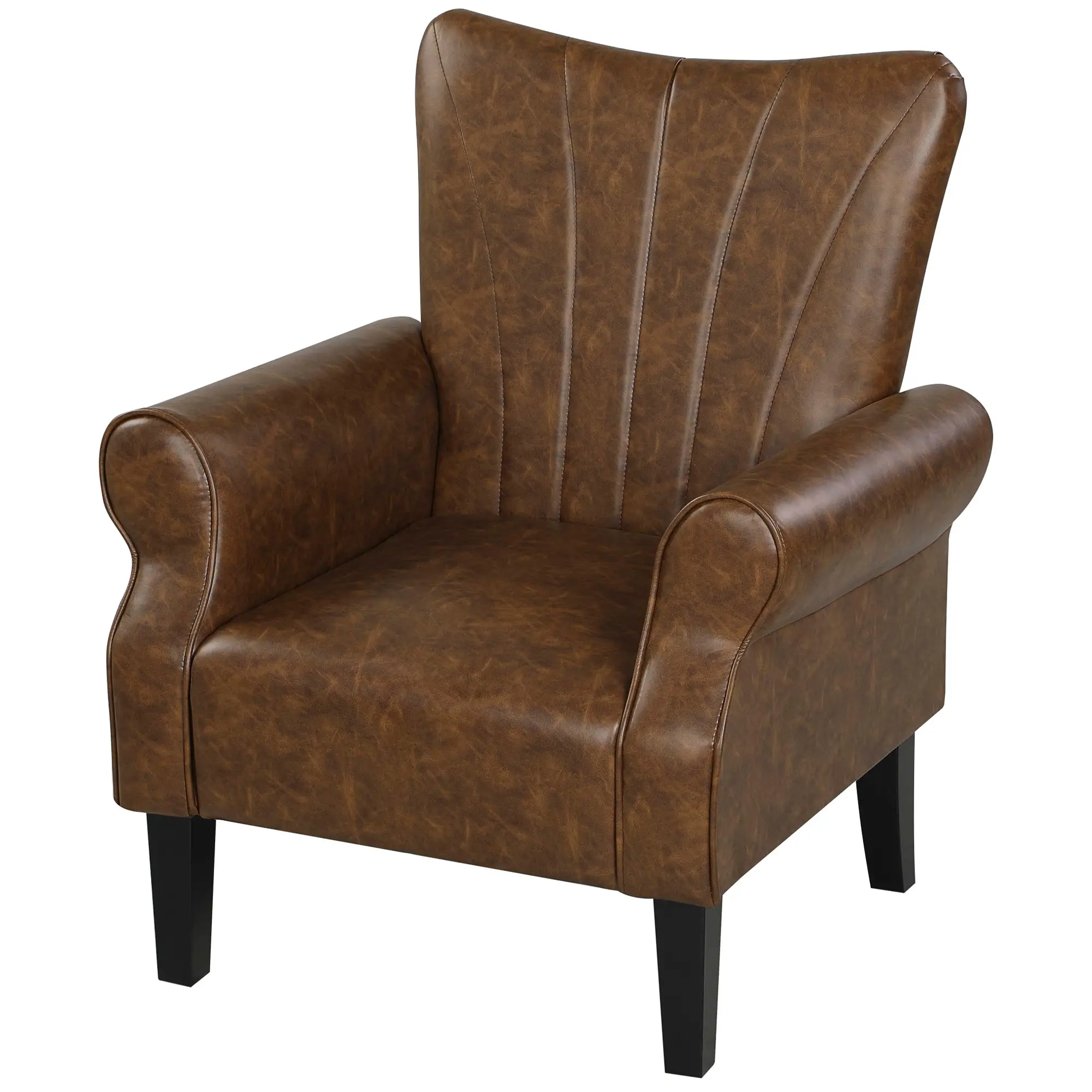 Faux Leather Armchair 80 x 73 x 94cm, Brown - Brown - 11