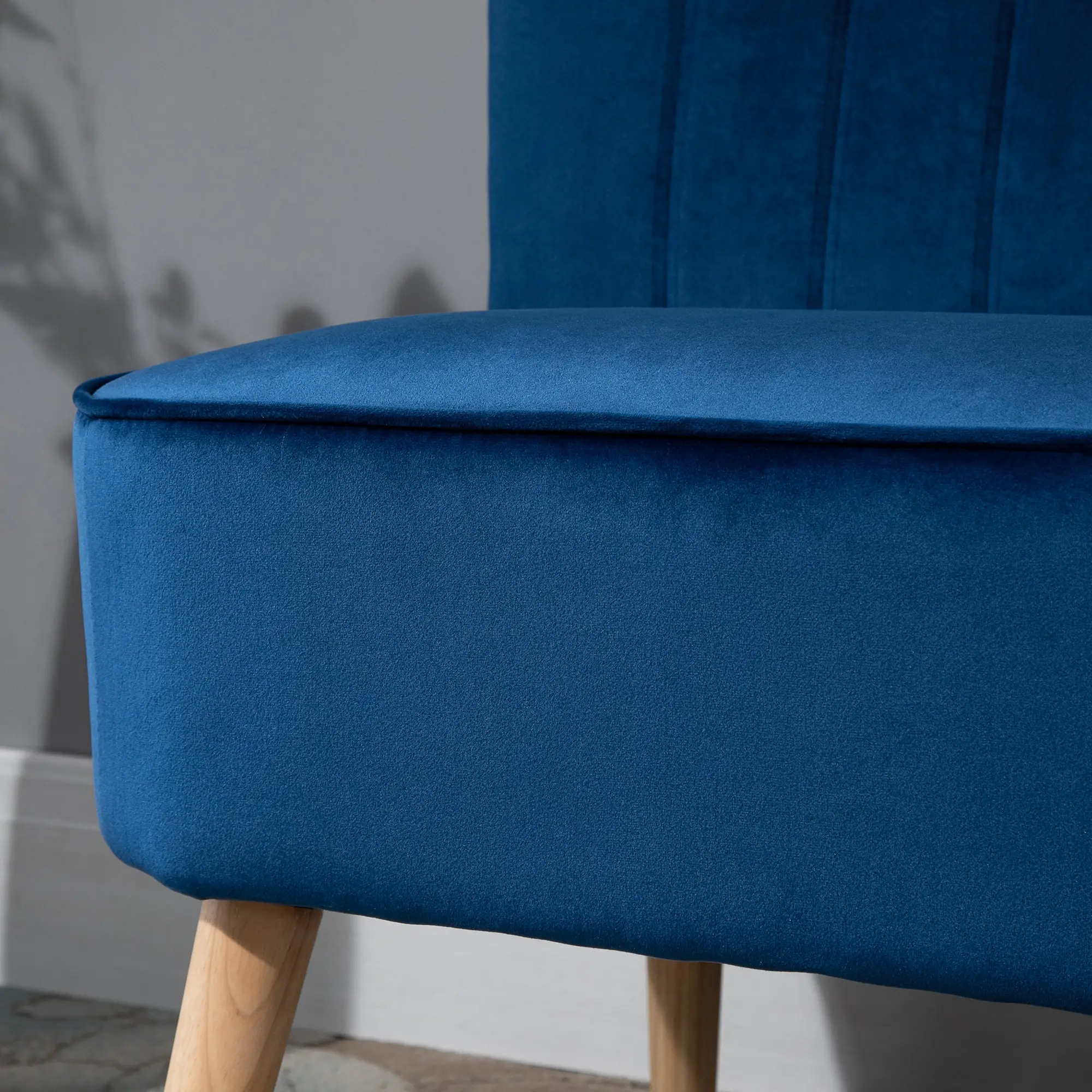 Velvet Sofa 117 x 56.5 x 77cm - Dark Blue - 9