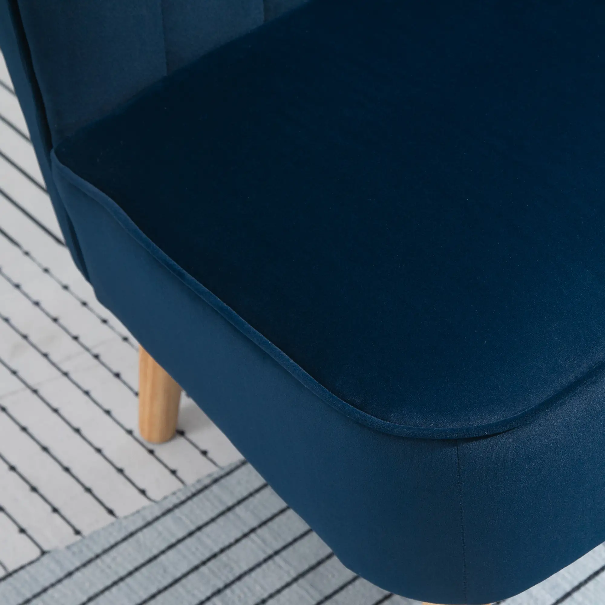 Velvet Sofa 117 x 56.5 x 77cm - Dark Blue - 11