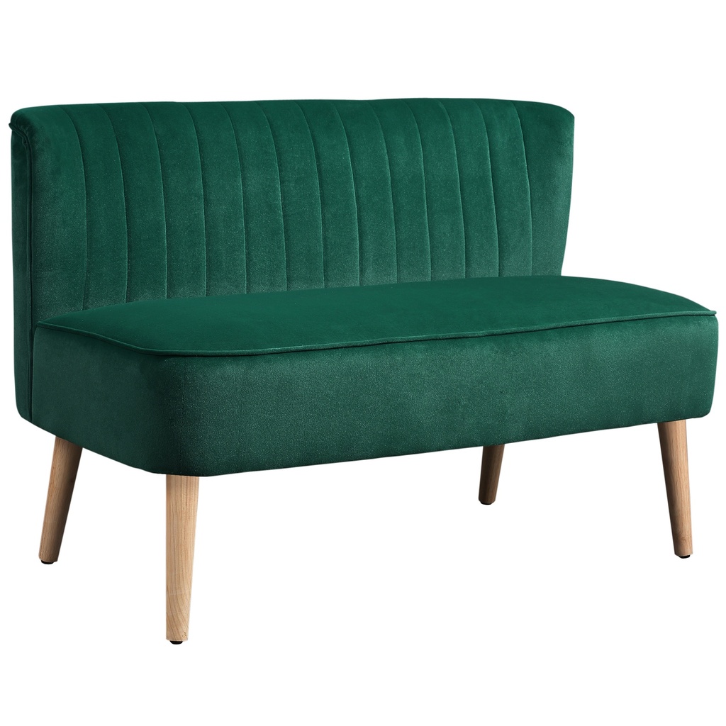 Velvet Sofa 117 x 56.5 x 77cm - Dark Green - 1