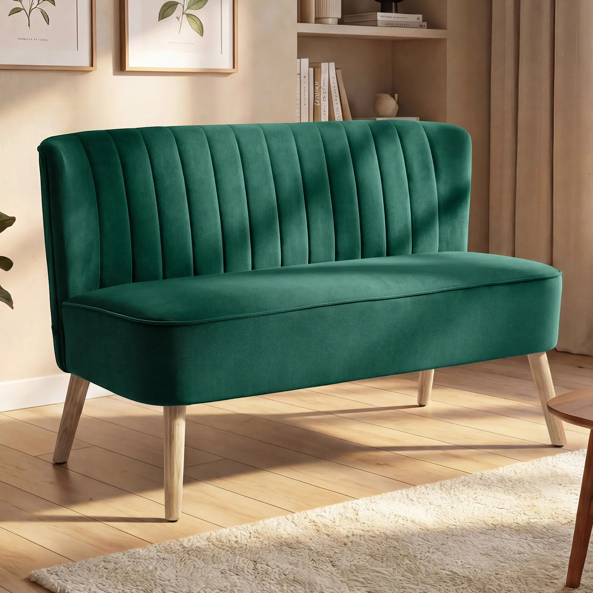 Velvet Sofa 117 x 56.5 x 77cm - Dark Green - 10