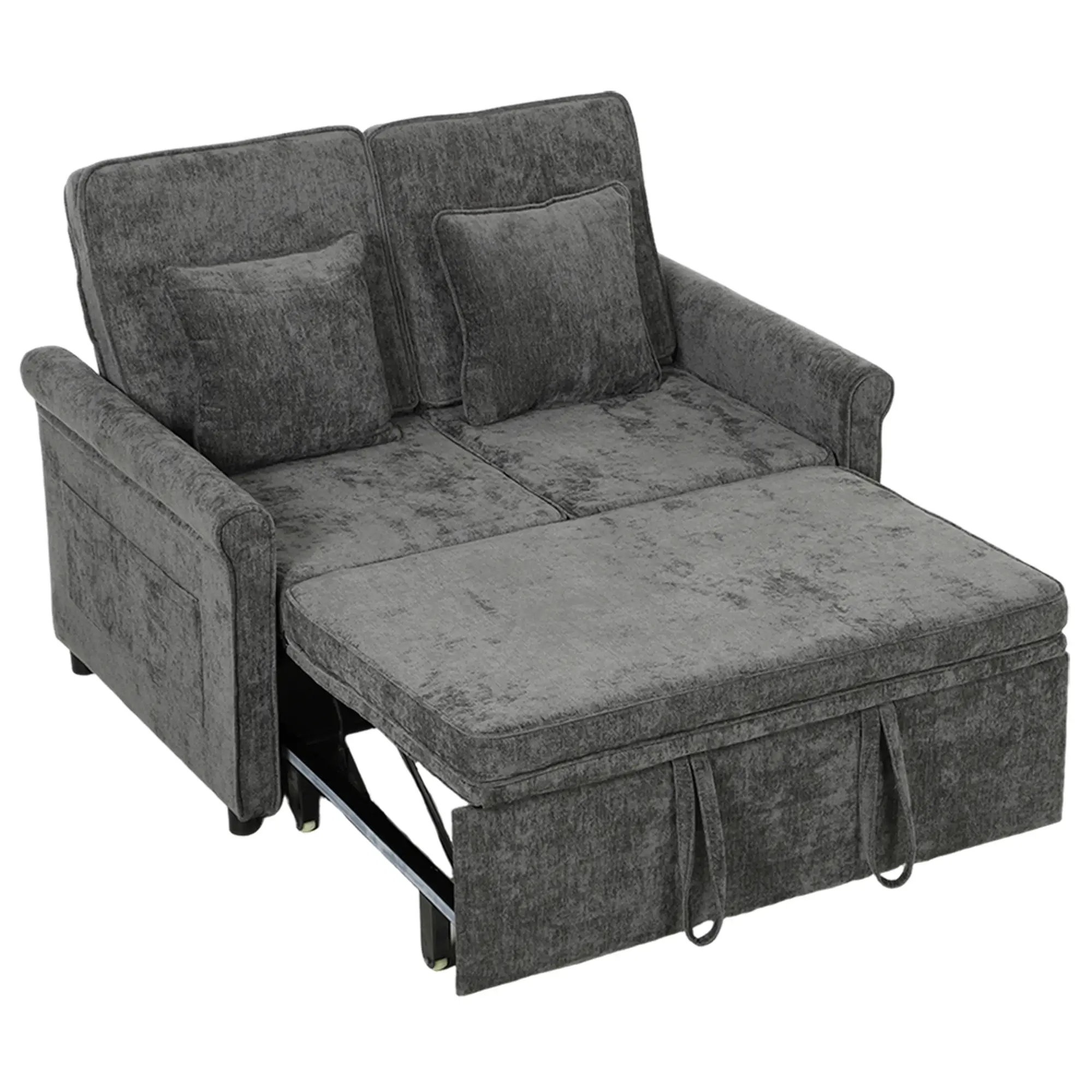 2 Seater Chenille Sofa Bed 130 x 91 x 100cm - Grey - 15