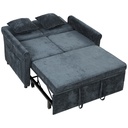 2 Seater Chenille Sofa Bed 130 x 91 x 100cm - Dark Blue - 1