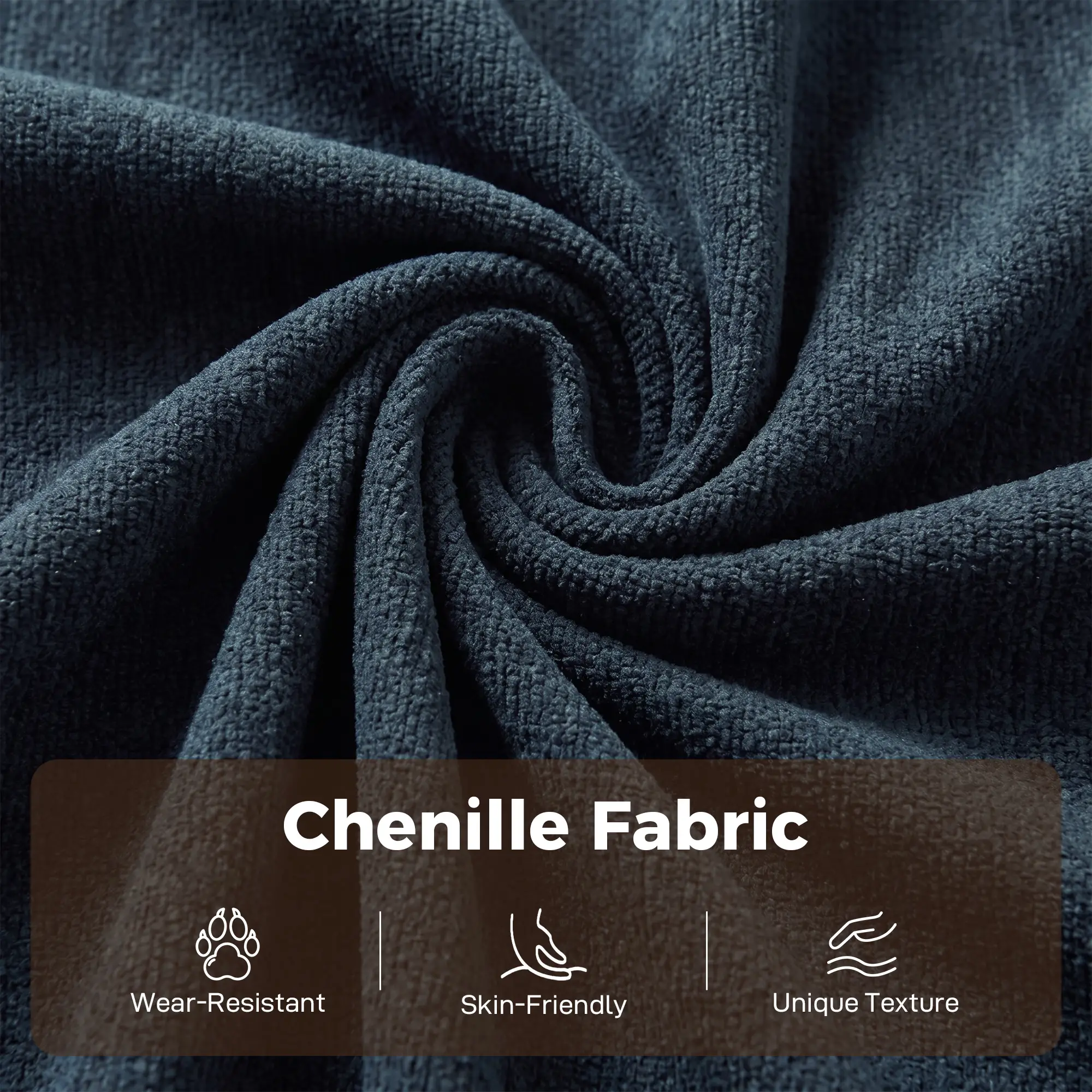 2 Seater Chenille Sofa Bed 130 x 91 x 100cm - Dark Blue - 7