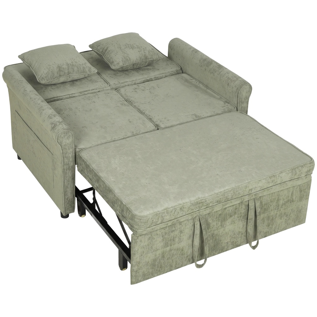 2 Seater Chenille Sofa Bed 130 x 91 x 100cm - Light Green - 1