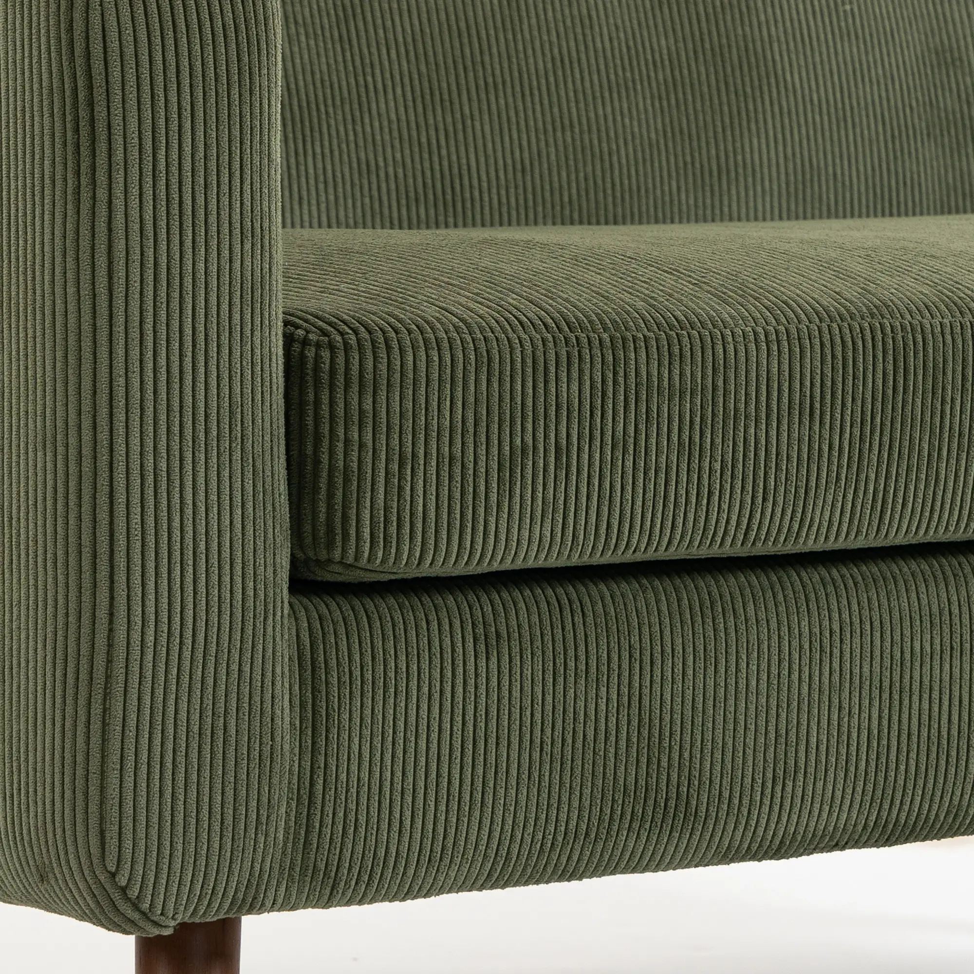2 Seater Corduroy Sofa 118 x 72 x 80cm - Dark Green, Walnut - 13