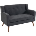 2 Seater Corduroy Sofa 118 x 72 x 80cm - Dark Grey, Walnut - 1