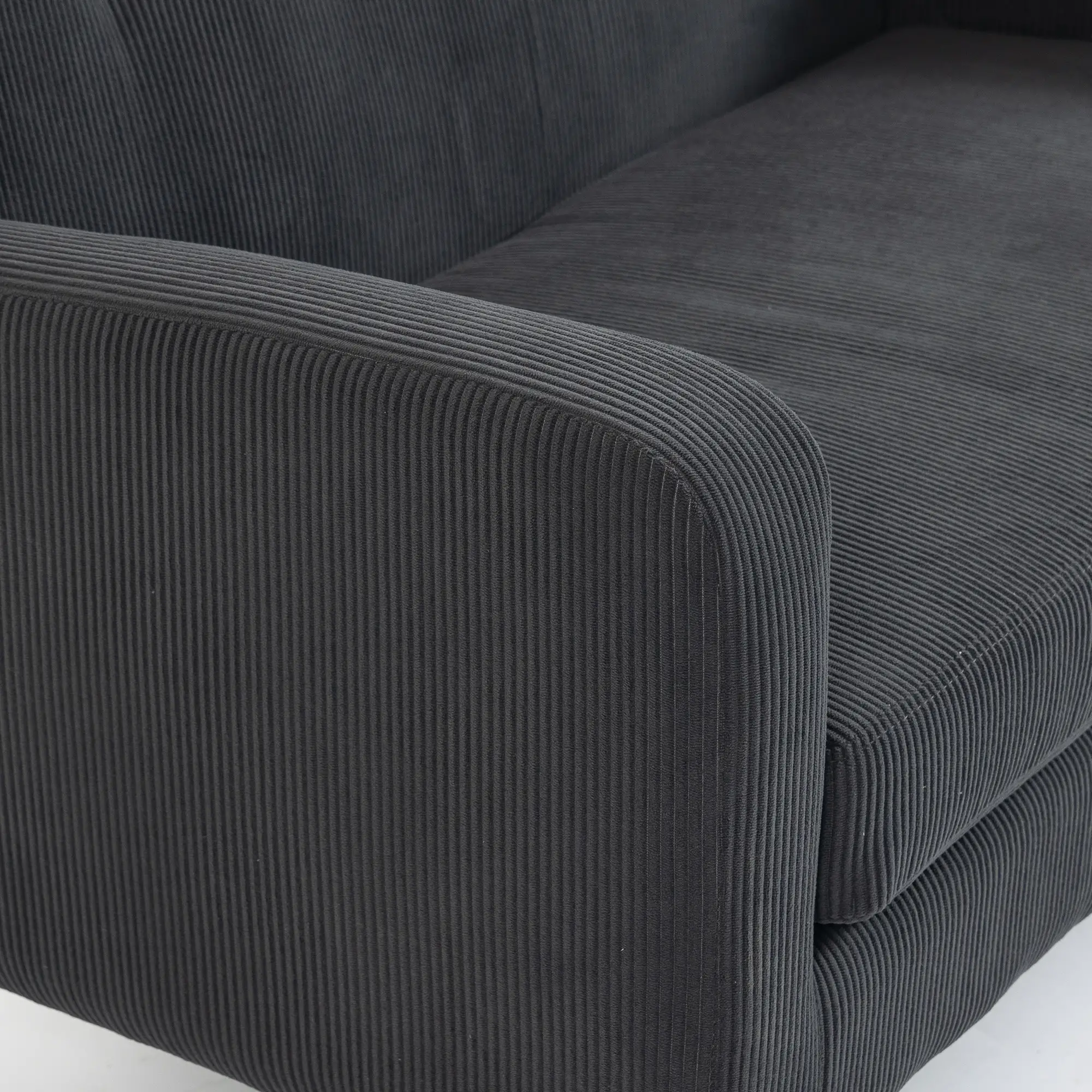 2 Seater Corduroy Sofa 118 x 72 x 80cm - Dark Grey, Walnut - 11