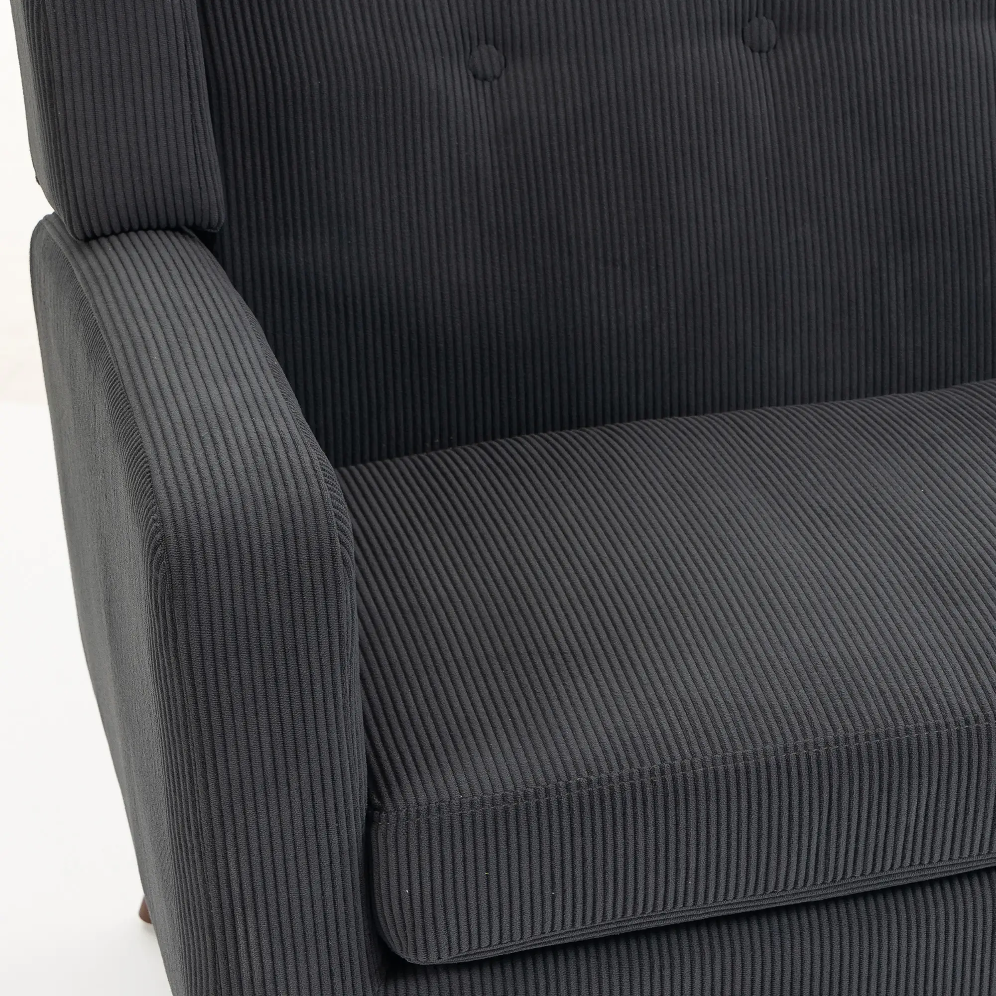 2 Seater Corduroy Sofa 118 x 72 x 80cm - Dark Grey, Walnut - 12