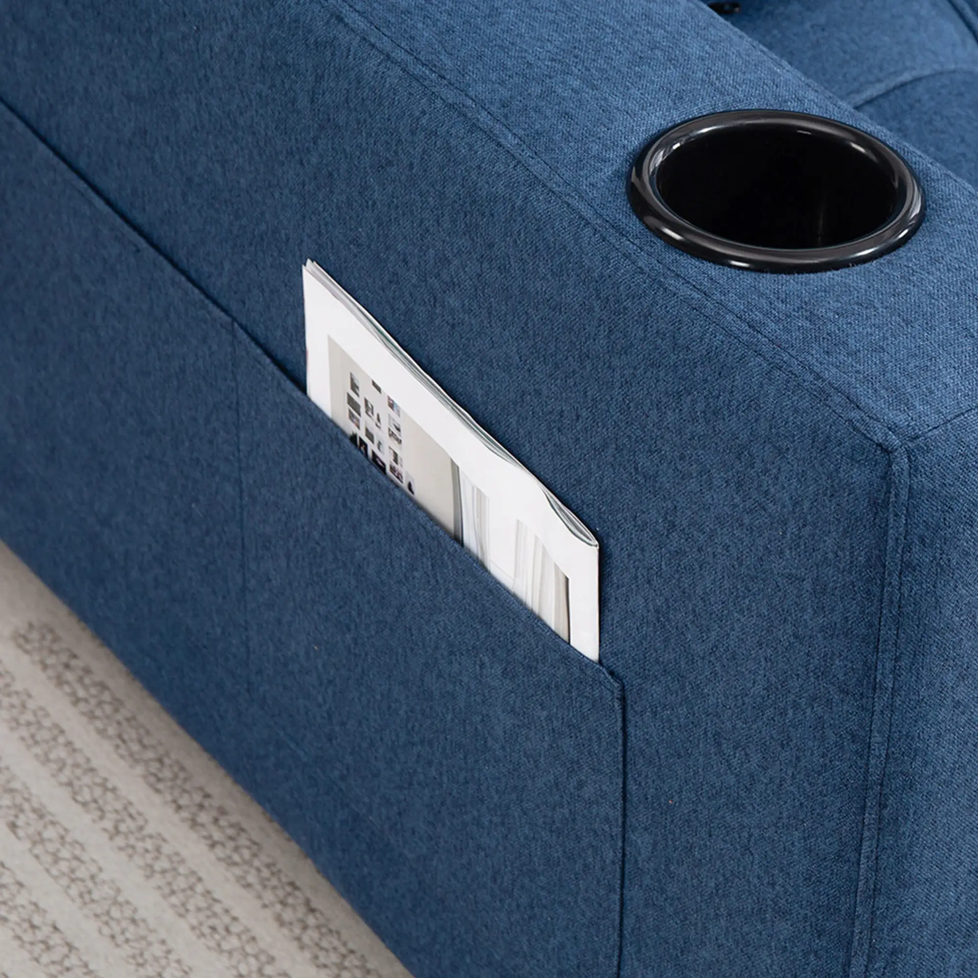 Linen Sofa Bed 157 x 90 x 91cm - Dark Blue - 11