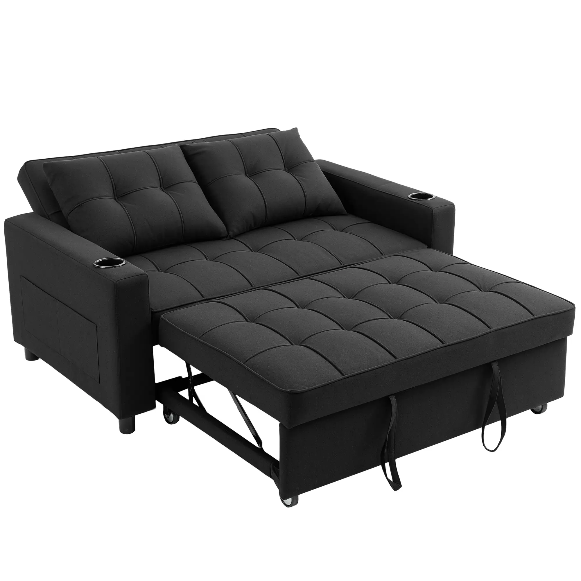 Linen Sofa Bed 157 x 90 x 91cm - Black - 11