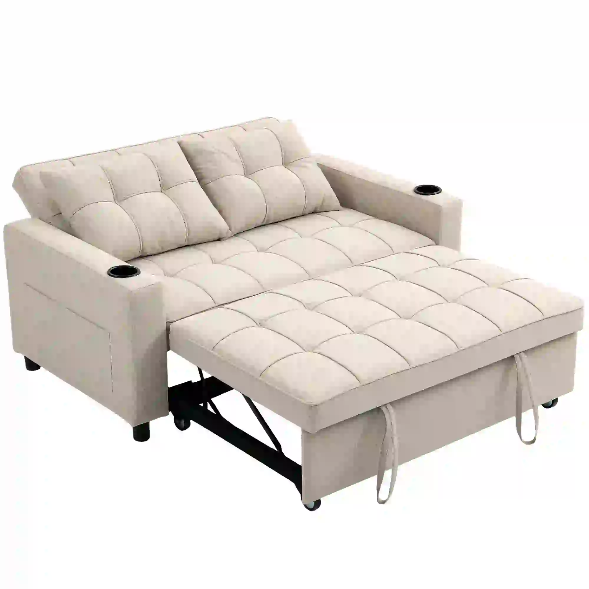 Linen Sofa Bed 157 x 90 x 91cm - Beige - 11
