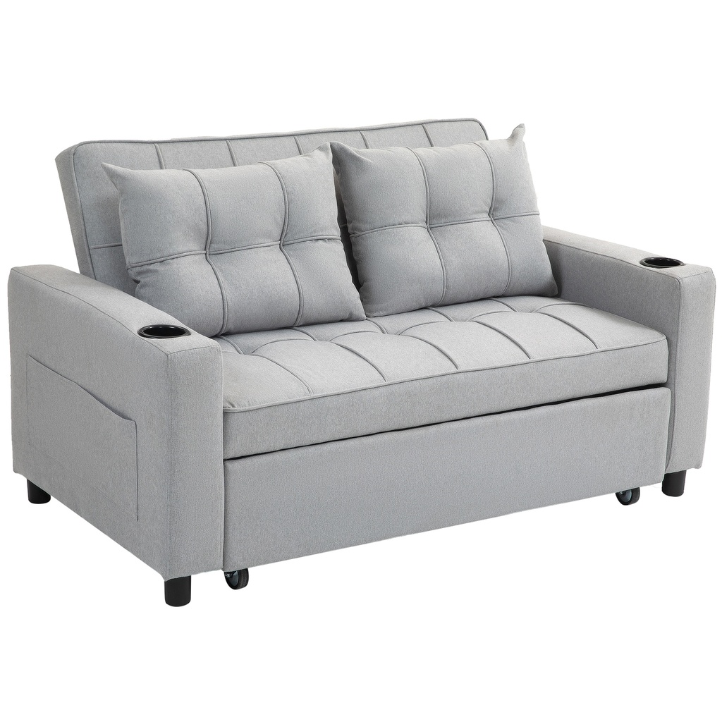 Linen Sofa Bed 157 x 90 x 91cm - Light Grey - 1