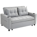 Linen Sofa Bed 157 x 90 x 91cm - Light Grey - 1