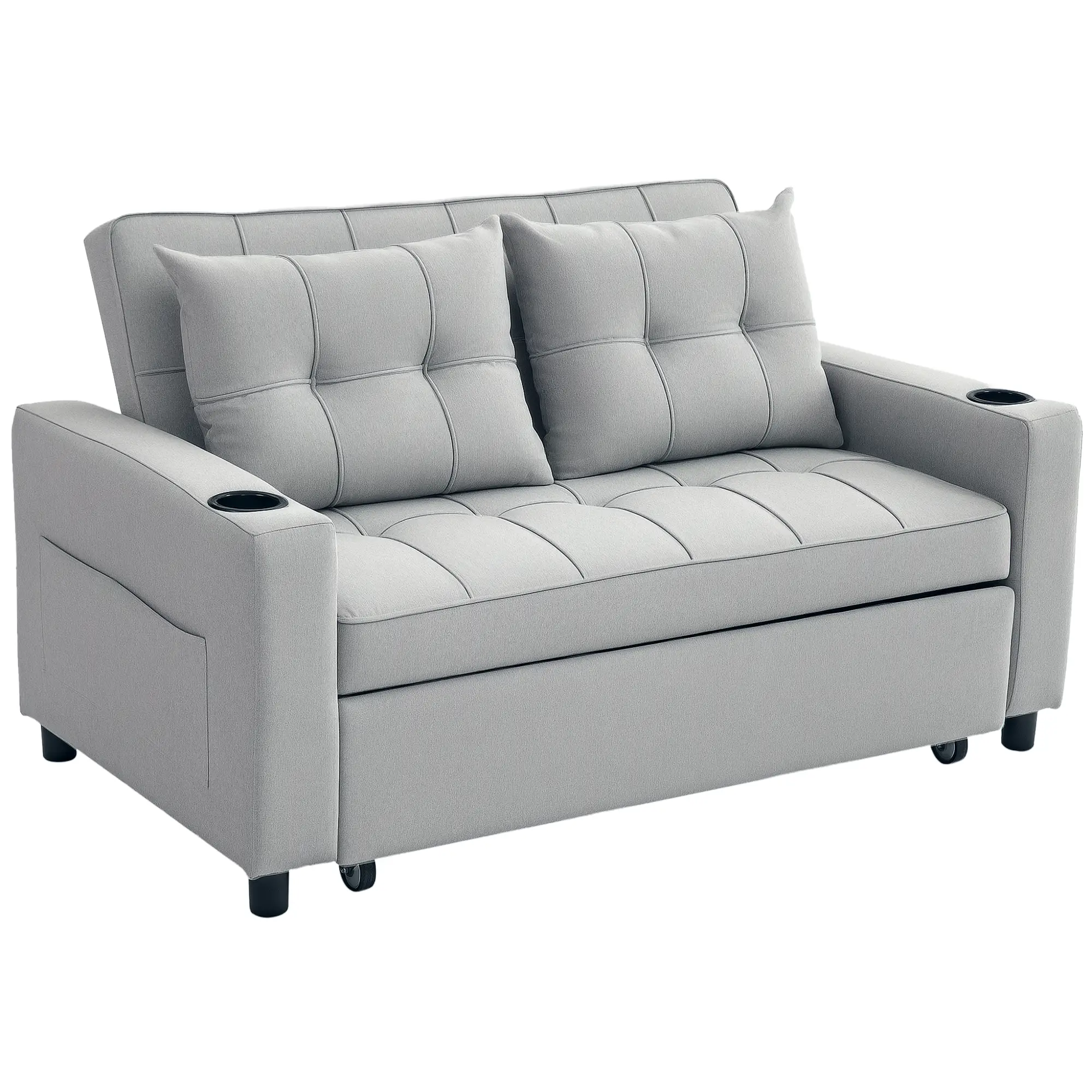 Linen Sofa Bed 157 x 90 x 91cm - Light Grey - 12