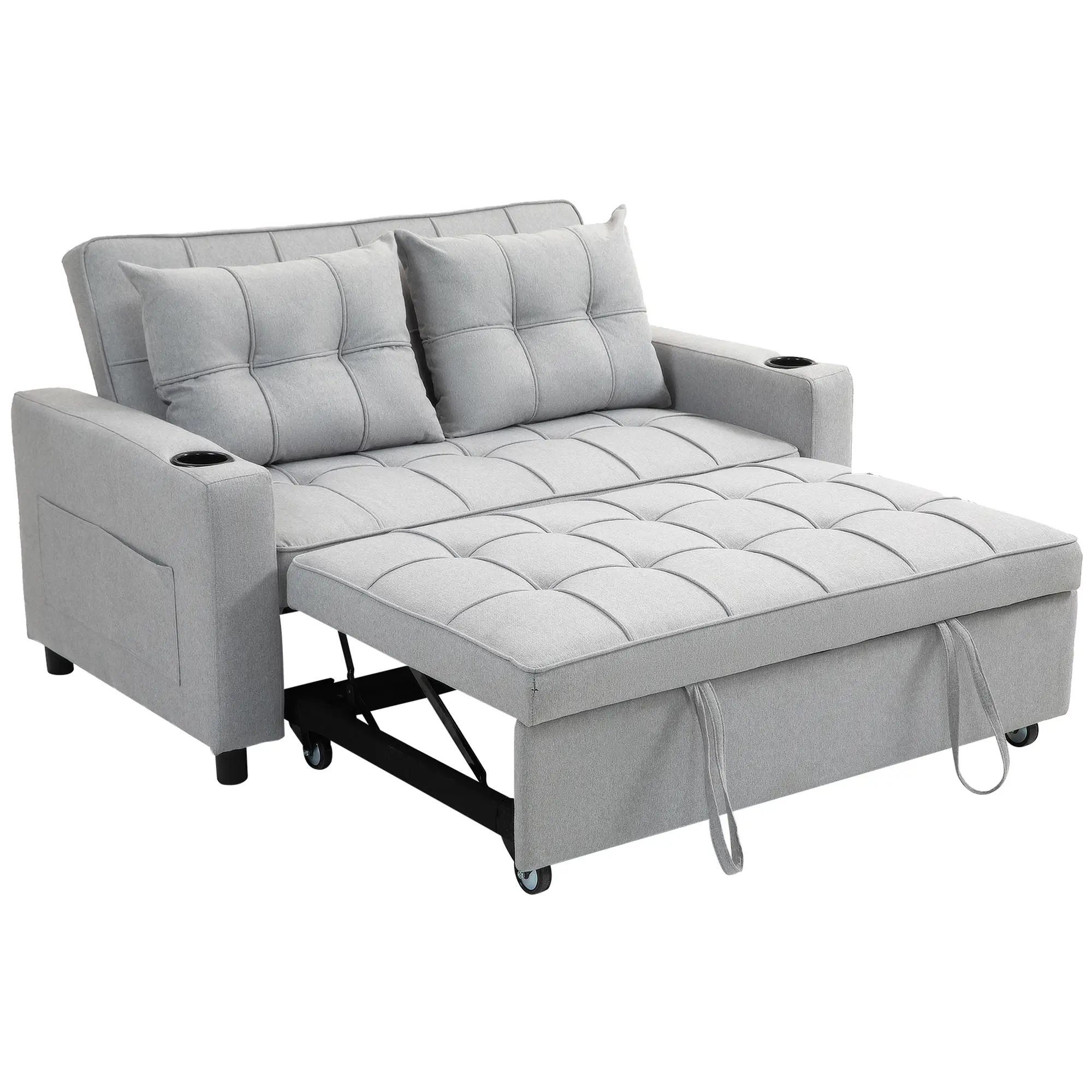 Linen Sofa Bed 157 x 90 x 91cm - Light Grey - 13