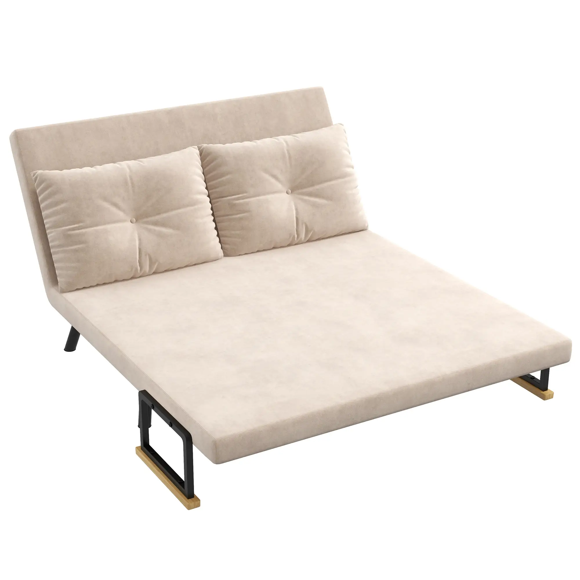 Velvet Sofa Bed 102 x 73 x 81cm - Beige - 11