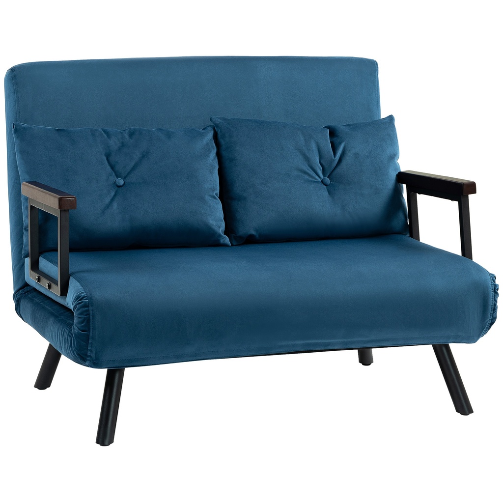 Velvet Sofa Bed 102 x 73 x 81cm - Blue - 1