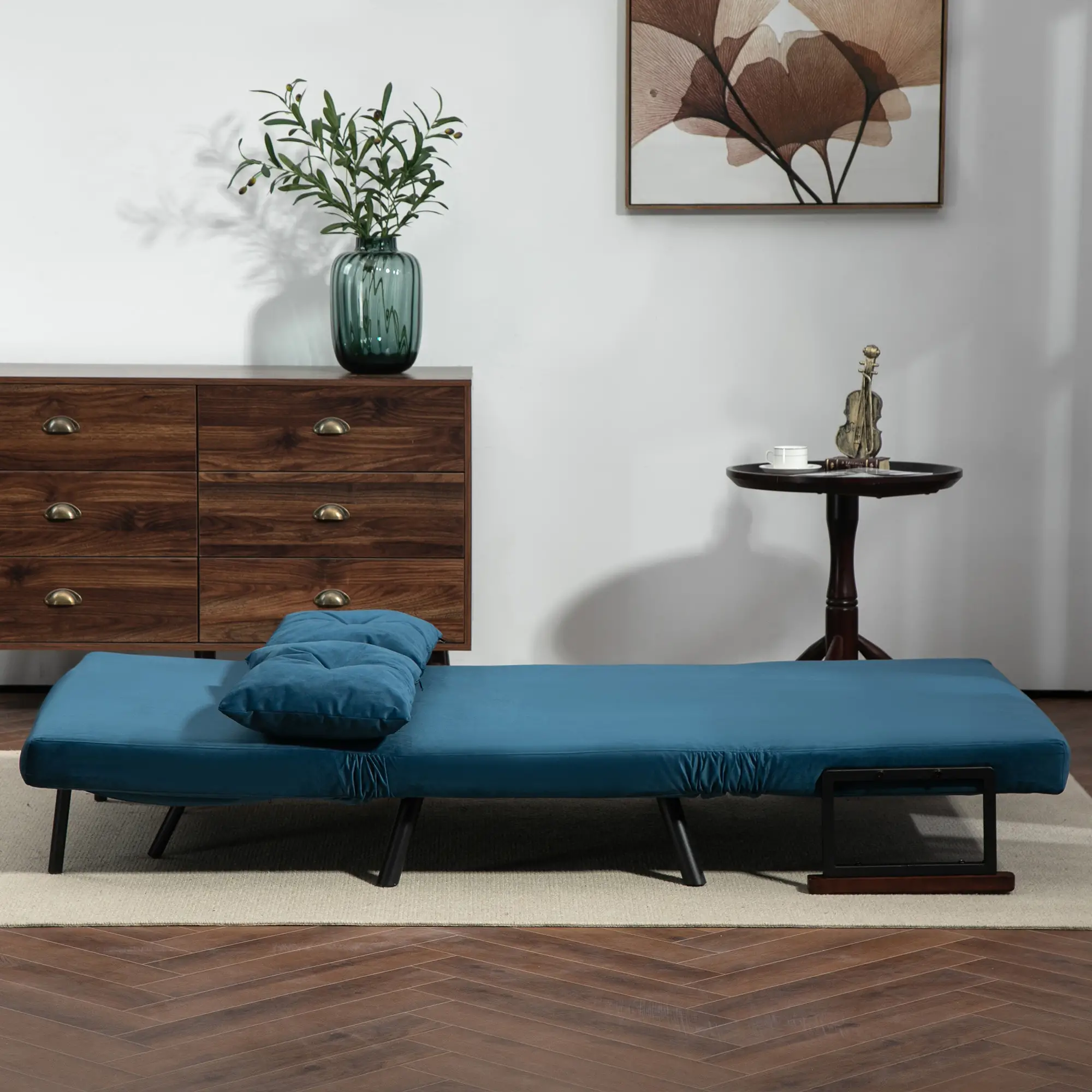 Velvet Sofa Bed 102 x 73 x 81cm - Blue - 7