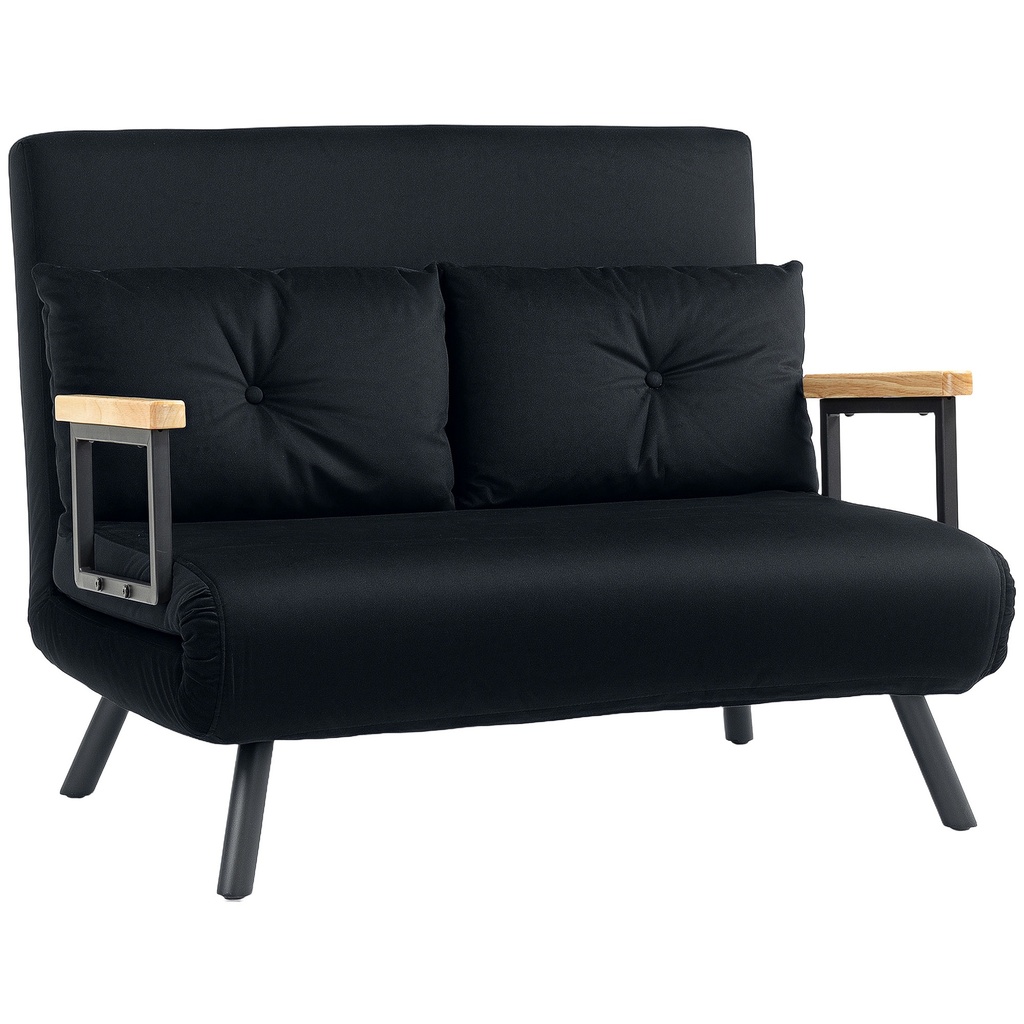 Velvet Sofa Bed 102 x 73 x 81cm - Black - 1