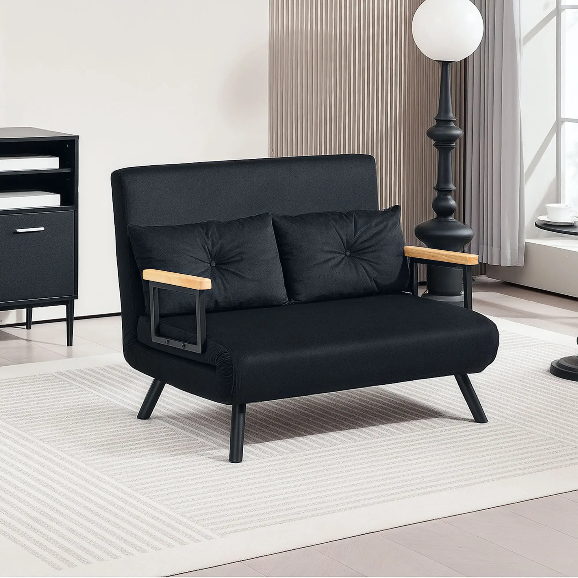 Velvet Sofa Bed 102 x 73 x 81cm - Black - 11