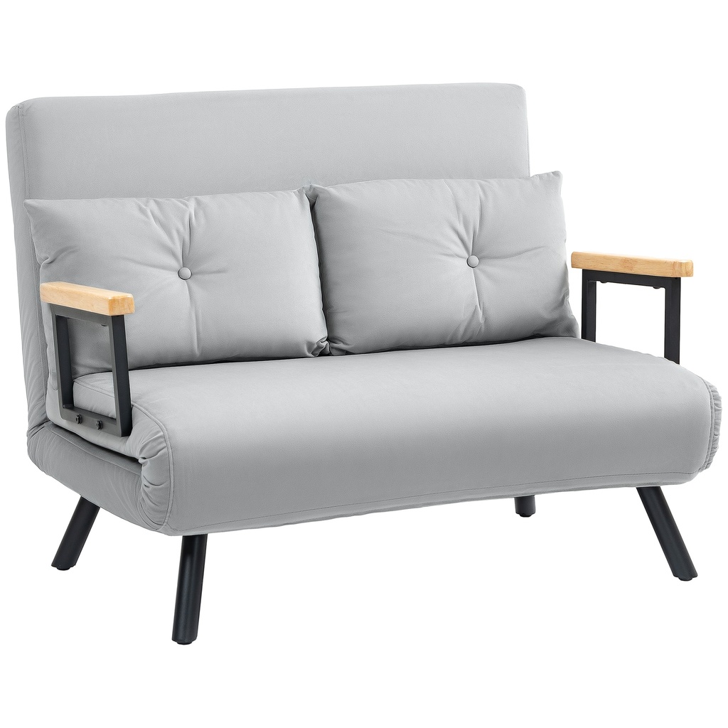 Velvet Sofa Bed 102 x 73 x 81cm - Light Grey - 1