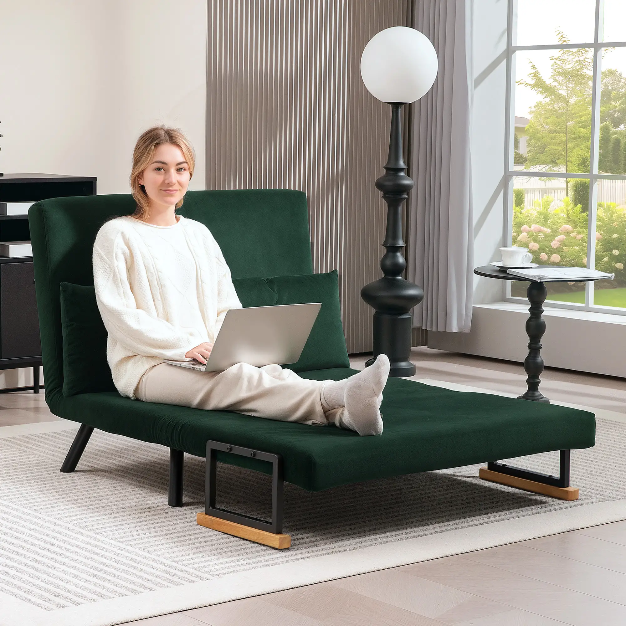 Velvet Sofa Bed 102 x 73 x 81cm - Green - 7