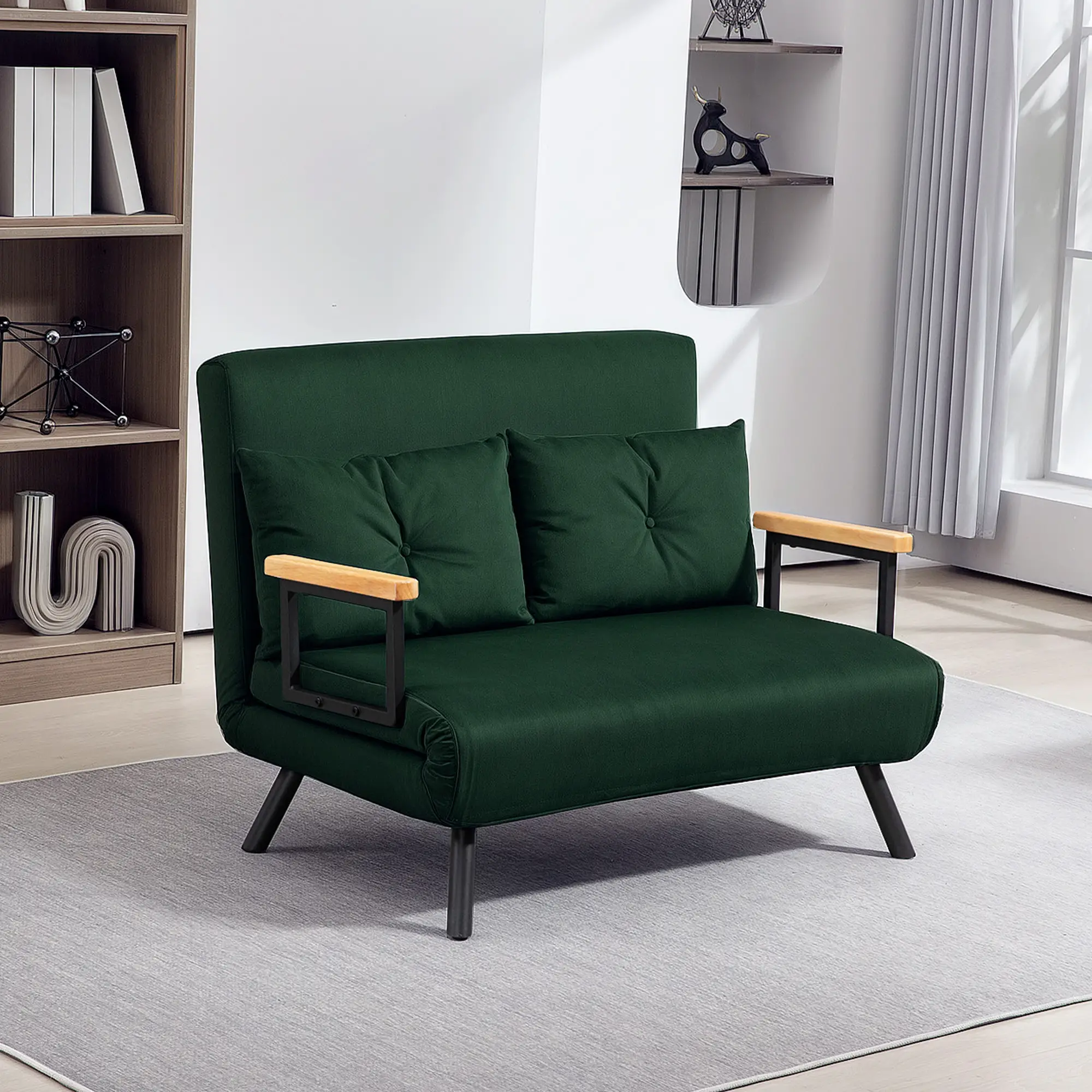 Velvet Sofa Bed 102 x 73 x 81cm - Green - 9