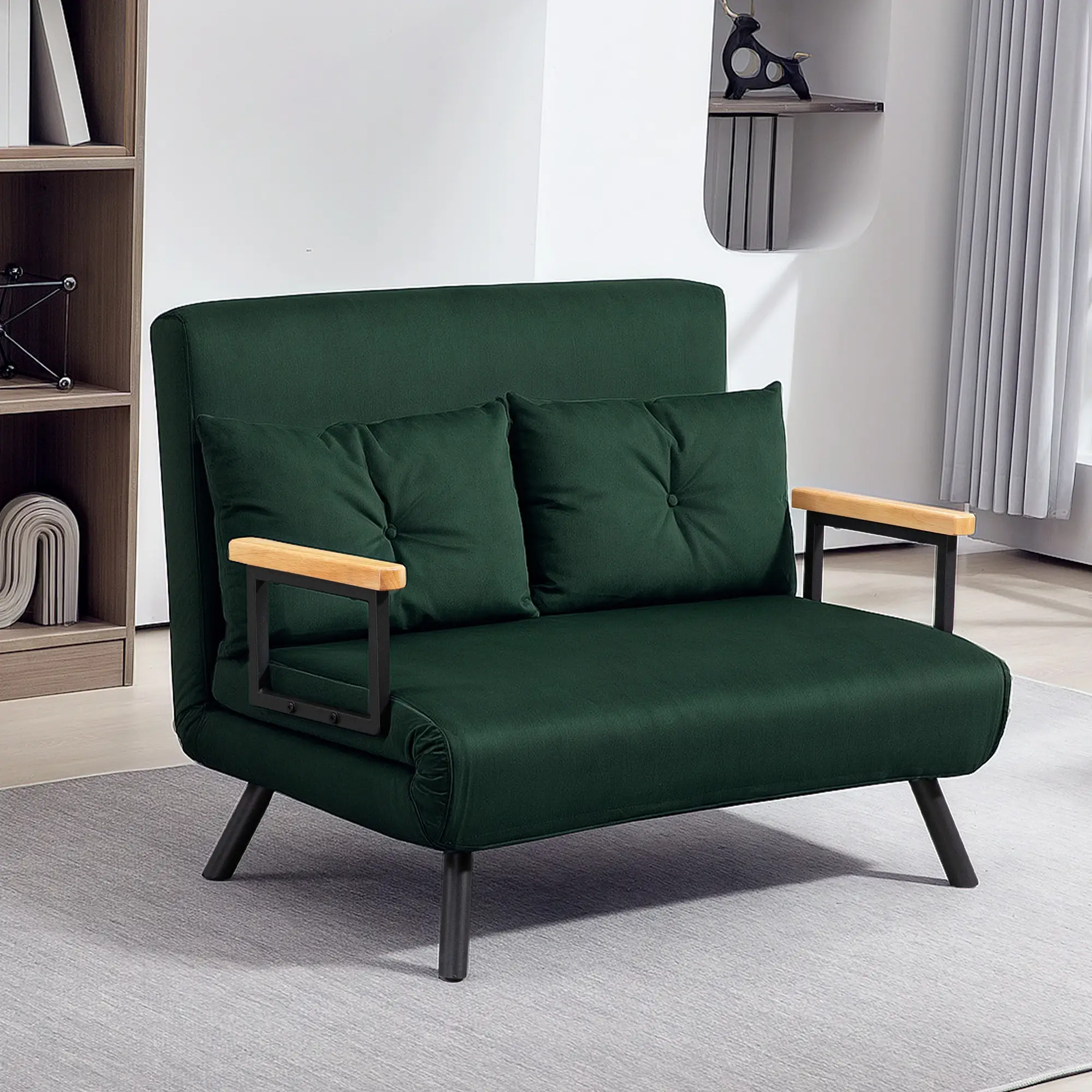 Velvet Sofa Bed 102 x 73 x 81cm - Green - 11