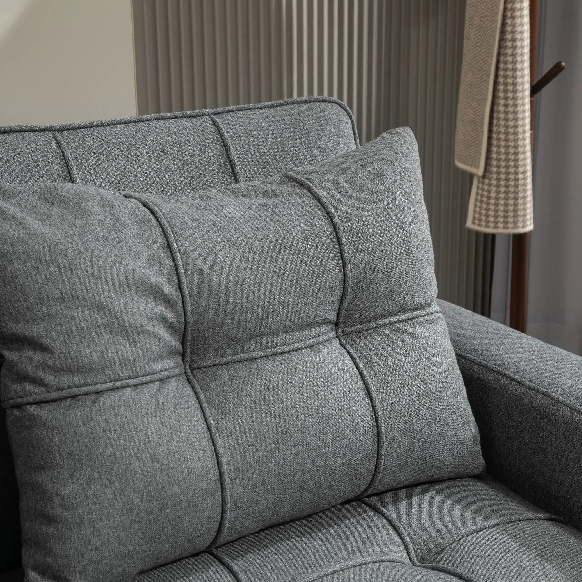 2 Seater Linen Sofa Bed 157 x 90 x 91cm, Charcoal Grey - Charcoal Grey - 9