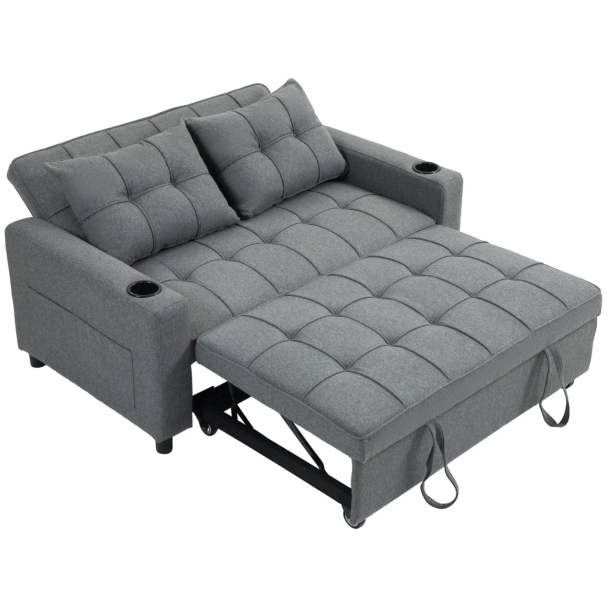 2 Seater Linen Sofa Bed 157 x 90 x 91cm, Charcoal Grey - Charcoal Grey - 13
