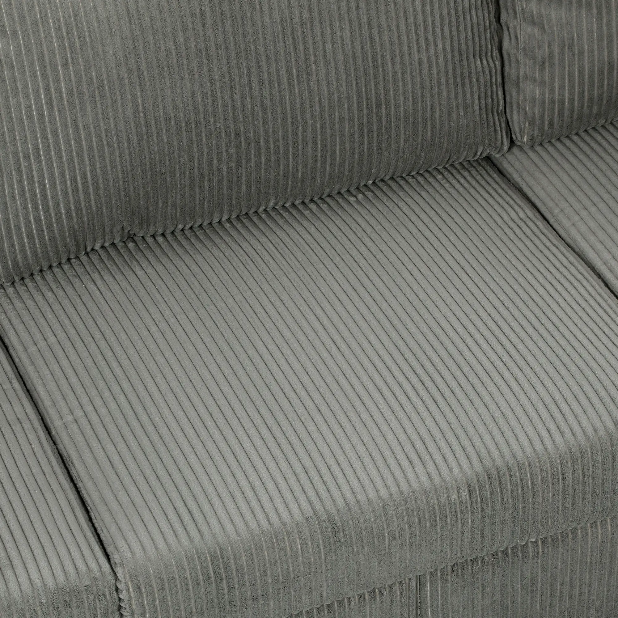 3 Seater Corduroy Sofa 225 x 80 x 79cm, Light Grey, Black - Light Grey, Black - 11