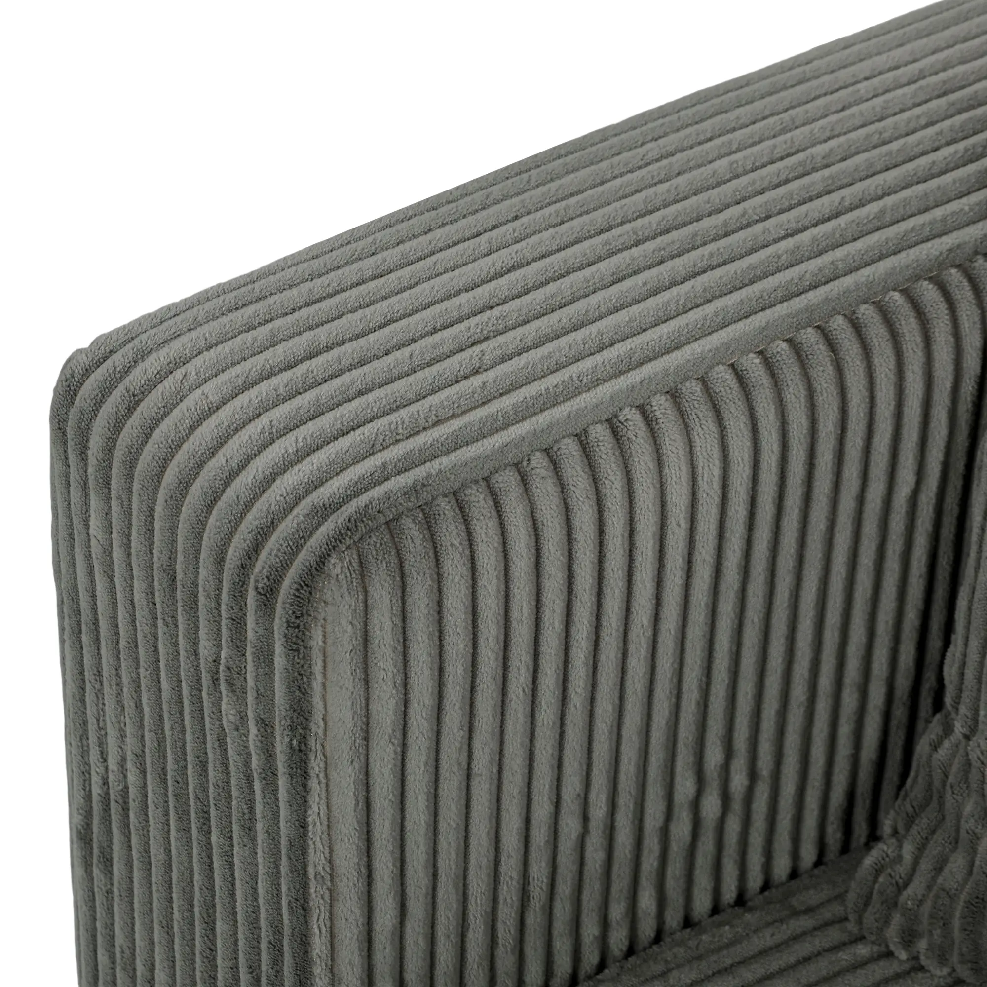 3 Seater Corduroy Sofa 225 x 80 x 79cm, Light Grey, Black - Light Grey, Black - 13