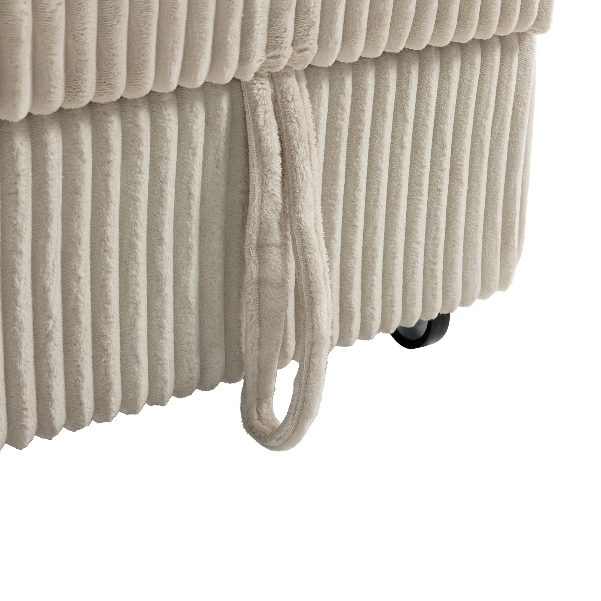 2 Seater Corduroy Sofa Bed 157 x 90 x 91cm - Cream White - 11