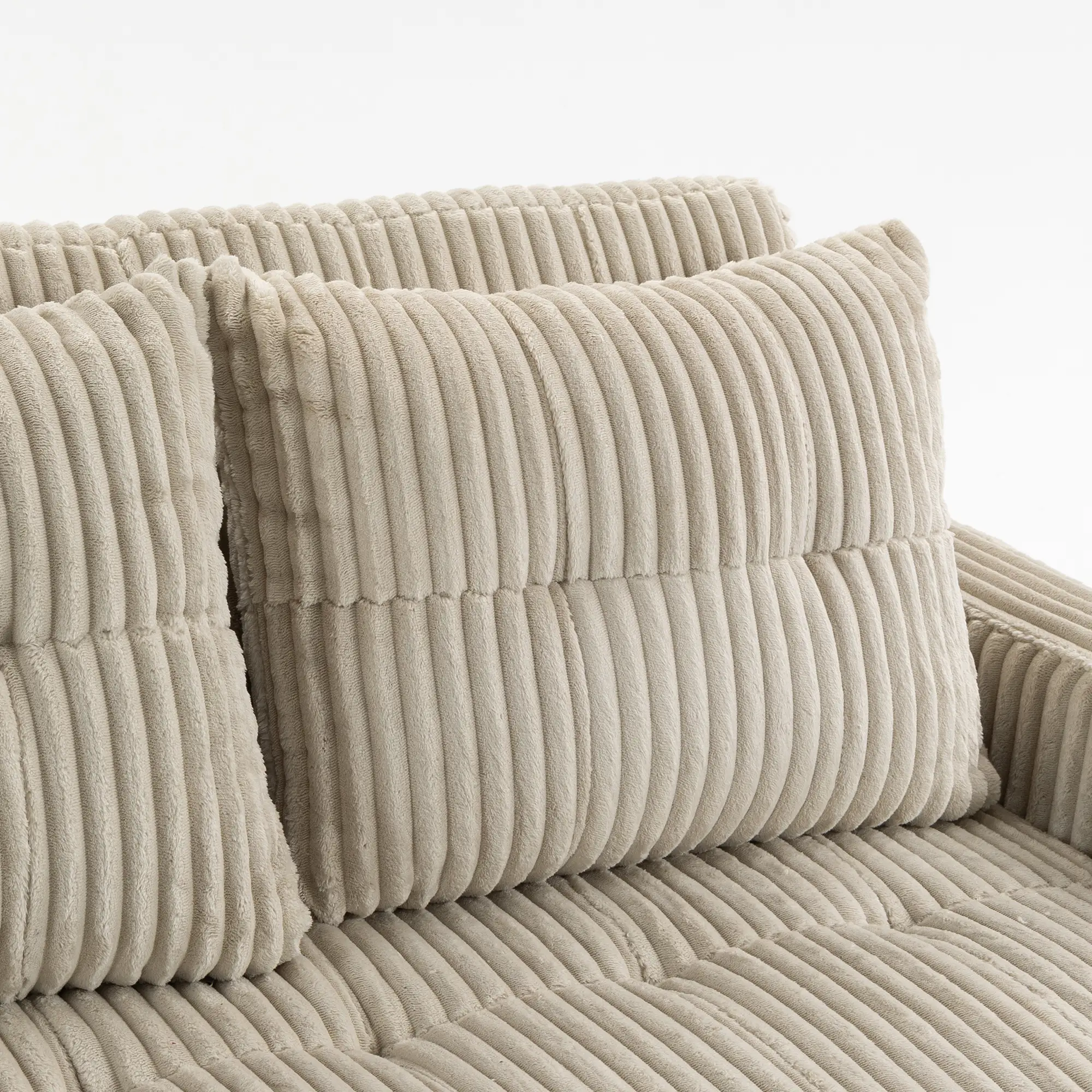 2 Seater Corduroy Sofa Bed 157 x 90 x 91cm - Cream White - 12
